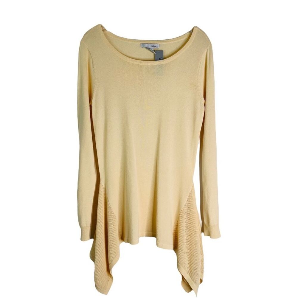 NEW WDNY cream yellow mesh lightweight knit coastal tunic top small